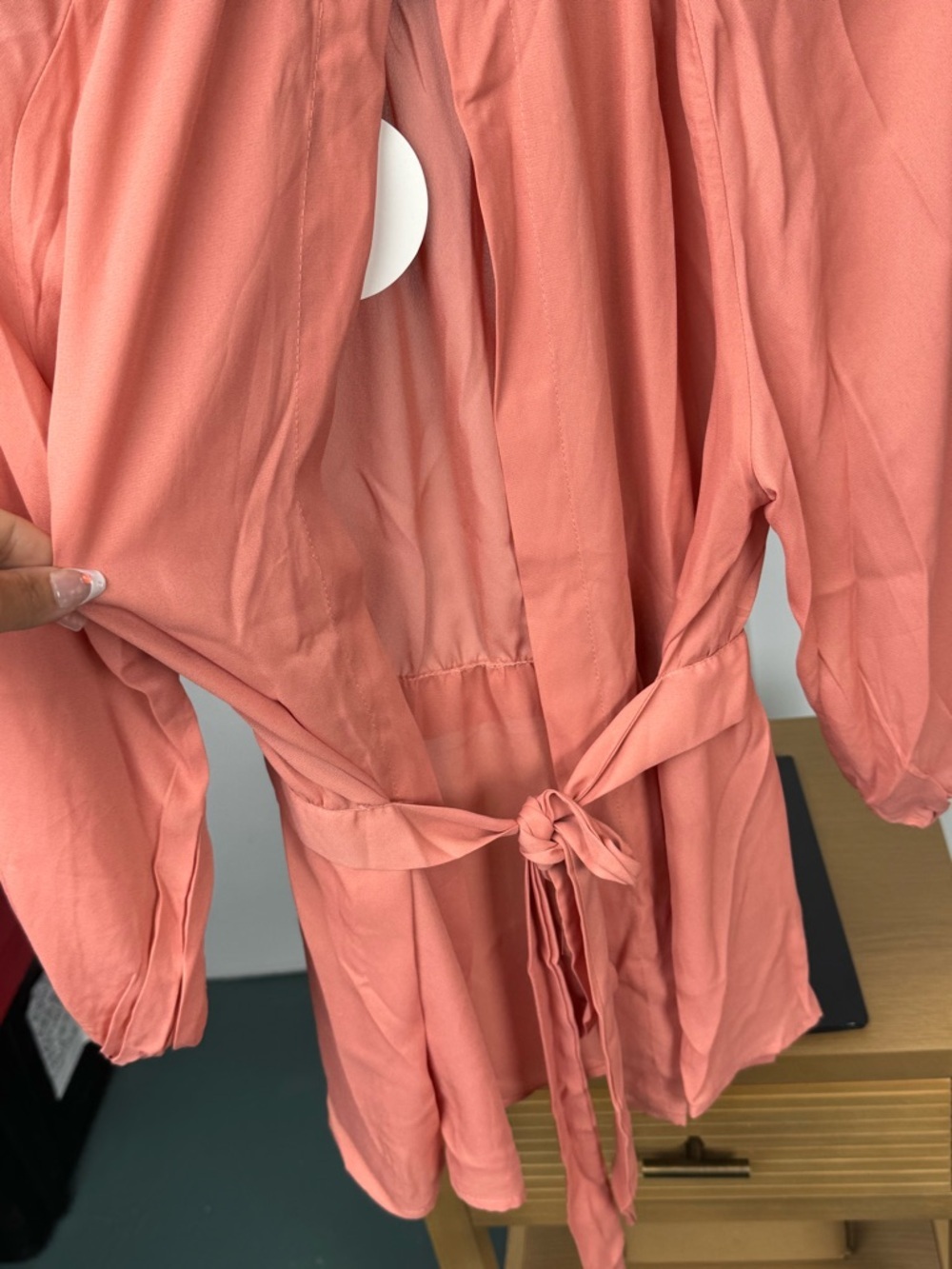 Hayden Los Angeles Blouse – Size Large – Peach / Coral – Tie Back - Picture 3 of 9